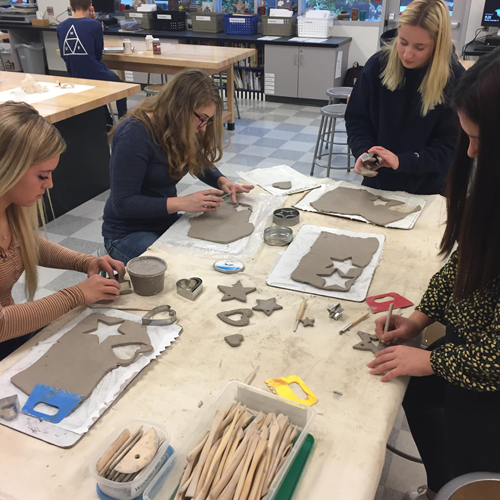 Students working on ornaments