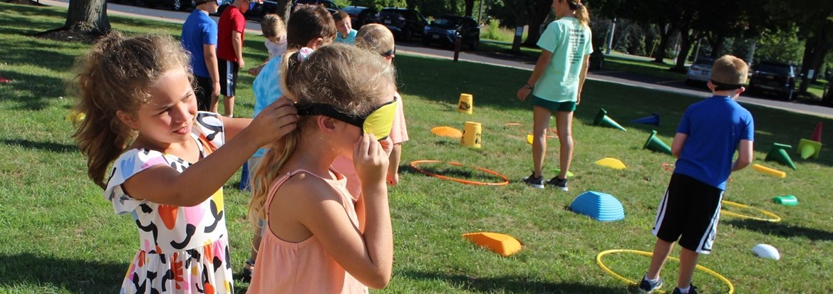 students playing outside