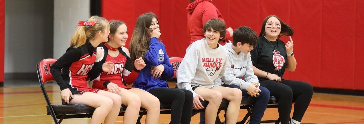 students playing musical chairs