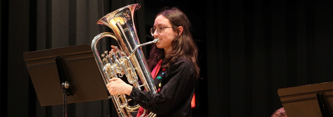 student playing tuba